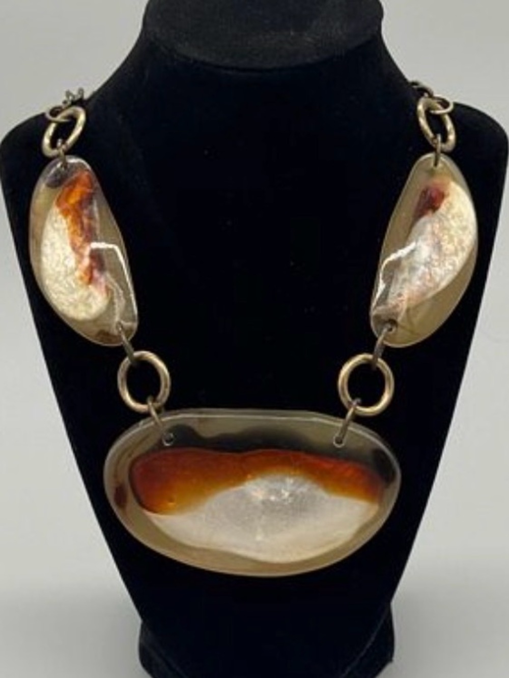 Chunky Amber-Tone Statement Necklace